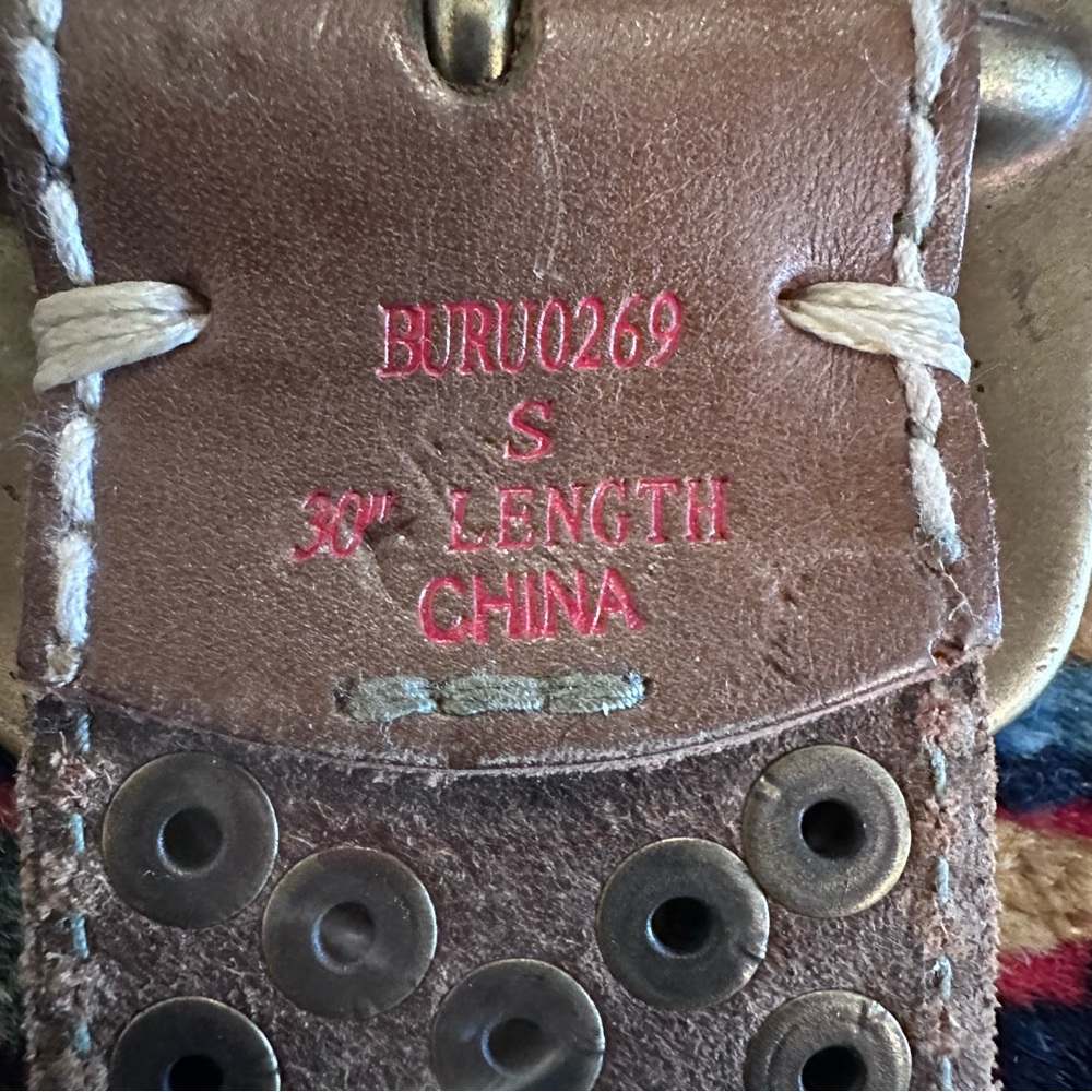 EUC! GORGEOUS! Studded olive-brown belt with brass buckle! - Picture 5 of 8